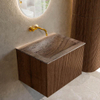 MONDIAZ KURVE-DLUX Meuble de salle de bains 60cm couleur Walnut avec 1 tiroir et 0 porte. Lavabo CLOUD au milieu sans trou de robinet Oza. SW1432701