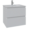 Saniclass Chaci Ensemble meuble de salle de bains - 80x46x55cm - lavabo en céramique blanc - 1 vasque ovale - 1 trou de robinet - 2 tiroirs - blanc mat SW721298
