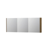 INK SPK1 Spiegelkast - 160x14x60cm - 3 deuren - dubbelzijdige Spiegel - schakelaar en stopcontact - eiken Massief eiken Ash grey SW493917