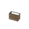 INK Wastafelonderkast - 80x40x52cm - 2 lades - greeploos - met houten keerlijst - MFC - Zuiver eiken SW439243