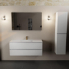 Mondiaz AIVY Ensemble de meuble - 120x45x50cm - 1 trou de robinet - 1 vasque talc Solid surface - Centre - 2 tiroirs - avec miroir - MDF Talc SW892299