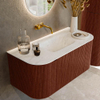 Mondiaz KURVE-DLUX Ensemble de meuble de salle de bains - 100x46x40cm - 1 tiroir - 2 portes - lavabo solid surface - central - sans trou de robinet - Ruby SW1416121