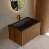 MONDIAZ KURVE 70cm Meuble salle de bain - couleur Walnut - 1 tiroir - vasque BIG SMALL centre - 1 trou de robinet - Urban SW1138436