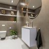 MONDIAZ TURE Toiletmeubel 60x23x50cm met 1 kraangaten 2 deuren cale mat Wastafel Eden rechts Solid Surface Wit SW475126