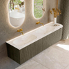 Mondiaz KURVE-DLUX Ensemble de meuble de salle de bains - 175x46x40cm - 2 tiroirs - 1 porte - lavabo solid surface - double / gauche - sans trou de robinet - Shadow SW1416096