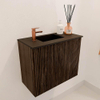 Mondiaz JOYA 50cm toiletmeubel - kleur Walnut - Wastafel FAYE positie Links 1 kraangat kleur Urban. SW1421347
