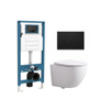 QeramiQ Dely Swirl Ensemble WC Compact - réservoir encastré QeramiQ flush - abattant fin - plaque de commande en plastique plastique noir mat - boutons ronds - blanc mat SW1590649