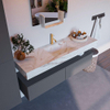 Mondiaz ALAN-DLUX Ensemble de meuble - 150cm - meuble Plata mat - 2 tiroirs - Lavabo Cloud Frappe suspendu - vasque Centre - 1 trou de robinet SW805144