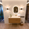 Mondiaz CIRO-DLUX Badkamermeubelset - 110x45x50cm - Solid surface wastafel Opalo - 1 wasbak Rechts - zonder kraangaten - 2 lades - Oak SW1531046