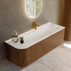 MONDIAZ KURVE-DLUX 135cm Meuble salle de bain avec module 25 G - couleur Walnut - 1 tiroir - 1 porte - vasque BIG MEDIUM droite - 1 trou de robinet - couleur Ostra SW1137829