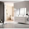 Saniclass Prime Balance Meuble de salle de bain - 120x55x45cm - 2 vasques rectangulaires en céramique blanc - 2 trous de robinet - 4 tiroirs - miroir rectangulaire - mat cotton (beige) SW916238