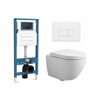 QeramiQ Dely Swirl Compact Ensemble WC - réservoir encastré QeramiQ flush - abattant 25 mm - plaque de commande en plastique blanc brillant - boutons rectangulaires - blanc brillant SW1590531