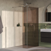 BRAUER Oblivion Douche à l'italienne - 100x200cm - paroi latérale 30 cm - revêtement verre - verre bronze - Inox brossé PVD SW1417910