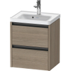 Duravit Ketho.2 Wastafelonderbouwkast - met 2 laden - 48.4x37.5x54.9cm - met grepen antraciet - eiken terra mat SW772066