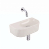 QeramiQ Fuente Lavabo pour WC - 40x22x12 cm - nervure - demi-rond - sans trou de robinet de Lavabo pour WC - ceramique - robinet de Lavabo pour WC chrome - siphon bas - bonde - lin SW1583221