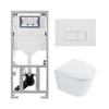 QeramiQ Dely Toiletset - 36.3x51.7cm - diepspoel - rimless - Geberit UP320 inbouwreservoir - met Burda frame - softclose toilet zitting 35 mm - mat witte bedieningsplaat - rechthoekige knoppen - wit glans SW1222082