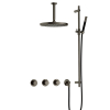 Hotbath Cobber IBS70 Regendoucheset - inbouw - 15cm plafondarm - 30cm ronde hoofddouche - staafhanddouche - glijstang - mat/glans verouderd ijzer (zwart) SW677635