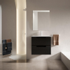 Adema Prime Balance Ensemble de meuble - 60x55x45cm - 1 vasque ovale en céramique Blanc - 1 trou de robinet - 2 tiroirs - avec miroir rectangulaire - Noir mat SW916116