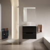 Saniclass Prime Balance Meuble de salle de bain - 60x55x45cm - 1 vasque ovale en céramique blanc - 1 trou de robinet - 2 tiroirs - miroir rectangulaire - noir mat SW916116