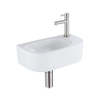 Fugaflow Efficiente Pietra Ensemble lavabo pour WC - 40x21.5x12cm - droit - lisse - semi-circulaire - 1 trou de robinet - céramique - robinet de fontaine inox brossé - bonde de vidage - siphon abaissé - blanc mat SW1442360