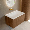 MONDIAZ KURVE-DLUX 70cm Meuble salle de bain - couleur Walnut - 1 tiroir - vasque BIG SMALL centre - sans trou de robinet - couleur Ostra SW1137871