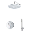 Grohe - Adema Rise Ensemble de douche pluie encastré - 2 fonctions - avec pomme de douche Adema Rise 25cm - douchette sur barre - bras mural - thermostat encastré Grohe Grohtherm - chrome SW811933
