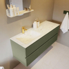 Mondiaz VICA-DLUX Ensemble de meuble de salle de bain - 130cm - meuble sous-vasque armée - 2 tiroirs - lavabo encastré nuage gauche - 1 trou de robinet - version haute de 60cm - opalo SW1086492