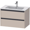 Duravit Ketho.2 Wastafelonderbouwkast - met 2 laden - 81x48x55cm - met grepen antraciet - taupe supermat SW773138