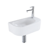 Fugaflow Efficiente Pietra Set de Fontaine - 40x21,5x12 cm - droite - rainurée - demi-ronde - 1 trou pour robinet - céramique - robinet de fontaine chrome - bouchon de vidange - siphon abaissé - blanc mat SW1442449