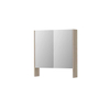 INK SPK3 Armoire de toilette miroir - 70x14x74cm - 2 portes - miroir double face - tablette ouverte - interrupteur et prise de courant - MFC Chêne ivoire SW798214