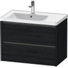 Duravit Ketho.2 Wastafelonderbouwkast - met 2 laden - voor waskom links - 78.4x45.5x54.9cm - met grepen antraciet - eiken zwart mat SW772866