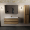 Mondiaz AIVY Ensemble de meuble - 120x45x50cm - 1 trou de robinet - 1 vasque talc céramique - Centre - 2 tiroirs - avec armoire de toilette - Melamine Chai SW892319