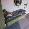 Mondiaz ALAN-DLUX Ensemble de meuble - 150cm - meuble Army mat - 2 tiroirs - Lavabo Cloud Lava suspendu - vasque Droite - 0 trous de robinet SW808640