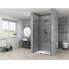 Van Rijn Products ST08 Nis Draaideur - 120x200cm - helder glas - dikte 8mm - 2 delig - muurprofiel - stabilisatiestang - Zwart SW956352