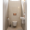 Pack WC QeramiQ Dely Swirl Compact - réservoir encastrable Geberit UP320 - avec bâti-support Burda - abattant 25 mm - plaque de commande en métal cuivre - boutons rectangulaires - blanc brillant SW1592327