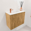 Mondiaz JOYA 50cm toiletmeubel - kleur Oak - Wastafel FAYE positie Links 1 kraangat kleur Talc. SW1421092