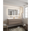 MONDIAZ VICA Ensemble de meuble salle de bain - 150cm - 4 tiroirs - lavabo Cloud double - 0 trou de robinet - solid surface smoke SW411418