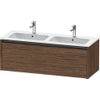 Duravit Ketho.2 Wastafelonderbouwkast - met 1 lade - voor dubbele wastafel - 128x48x44cm - met greep antraciet - donker noten mat SW772221