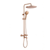 Fortifura Calvi Regendoucheset - thermostatisch - 25cm hoofddouche - gladde slang - ronde handdouche - draaibare baduitloop - geborsteld koper PVD SW1592517