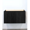 Saniclass Holz Base Meuble sous lavabo de salle de bains - 80cm - 1 tiroir - sans poignée - brun noir mat SW773954