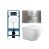 Adema Salina 2.0 Ensemble WC - 48.5x36x32cm - cuvette profonde - sans bride - réservoir encastré QeramiQ - softclose - quickrelease - abattant de WC - plaque de commande métallique en inox - boutons ronds - blanc SW1474591