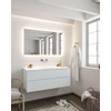 Mondiaz VICA ensemble de meuble de salle de bain - 120cm - meuble sous-vasque argile - 2 tiroirs - lavabo lune milieu - sans trou de robinet - miroir LED - version XL 60cm haut SW1097907