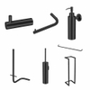Qisani Flow complete accessoireset met handdoekhaak, handdoekhouder, handdoekrek, toiletrolhouder, reserverolhouder, toiletborstelhouder en zeepdispenser mat Zwart SW729005 Qisani Flow complete accessoireset met handdoekhaak, handdoekhouder, handdoekrek, toiletrolhouder, reserverolhouder, toiletborstelhouder en zeepdispenser mat Zwart SW729005
