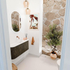 Mondiaz JOYA 93.2cm toiletmeubel - ronding links en rechts kleur Shadow - Wastafel FAYE positie Midden Zonder kraangat kleur Talc. SW1421464