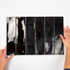 Terravito Pavero carreau mural - 7.5x30cm - 8.6mm - Rectangle - Noir brillant SW359808