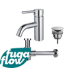 FugaFlow Eccelente Sobrado Kit mitigeur lavabo - robinet bas - bonde non-obturable - siphon design bas - Chrome brillant SW1124181