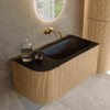 MONDIAZ KURVE Meuble de salle de bains 95 cm avec module 25 L couleur Chêne avec 1 tiroir et 1 porte. Lavabo BIG SMALL droit sans trou de robinet Urban. SW1138384