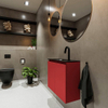 MONDIAZ TURE Toiletmeubel 60x23x50cm met 1 kraangaten 2 deuren fire mat Wastafel Eden midden Solid Surface Zwart SW475414