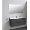 Basic Bella Meuble avec lavabo céramique avec 2 trous de robinet et miroir avec éclairage 120x55x46cm Flat Pack Anthracite mat SW538686