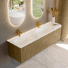 Mondiaz KURVE-DLUX Ensemble de meuble de salle de bains - 165x46x40cm - 2 tiroirs - 1 porte - lavabo solid surface - double / gauche - 2 trous de robinet - Dusk SW1415197